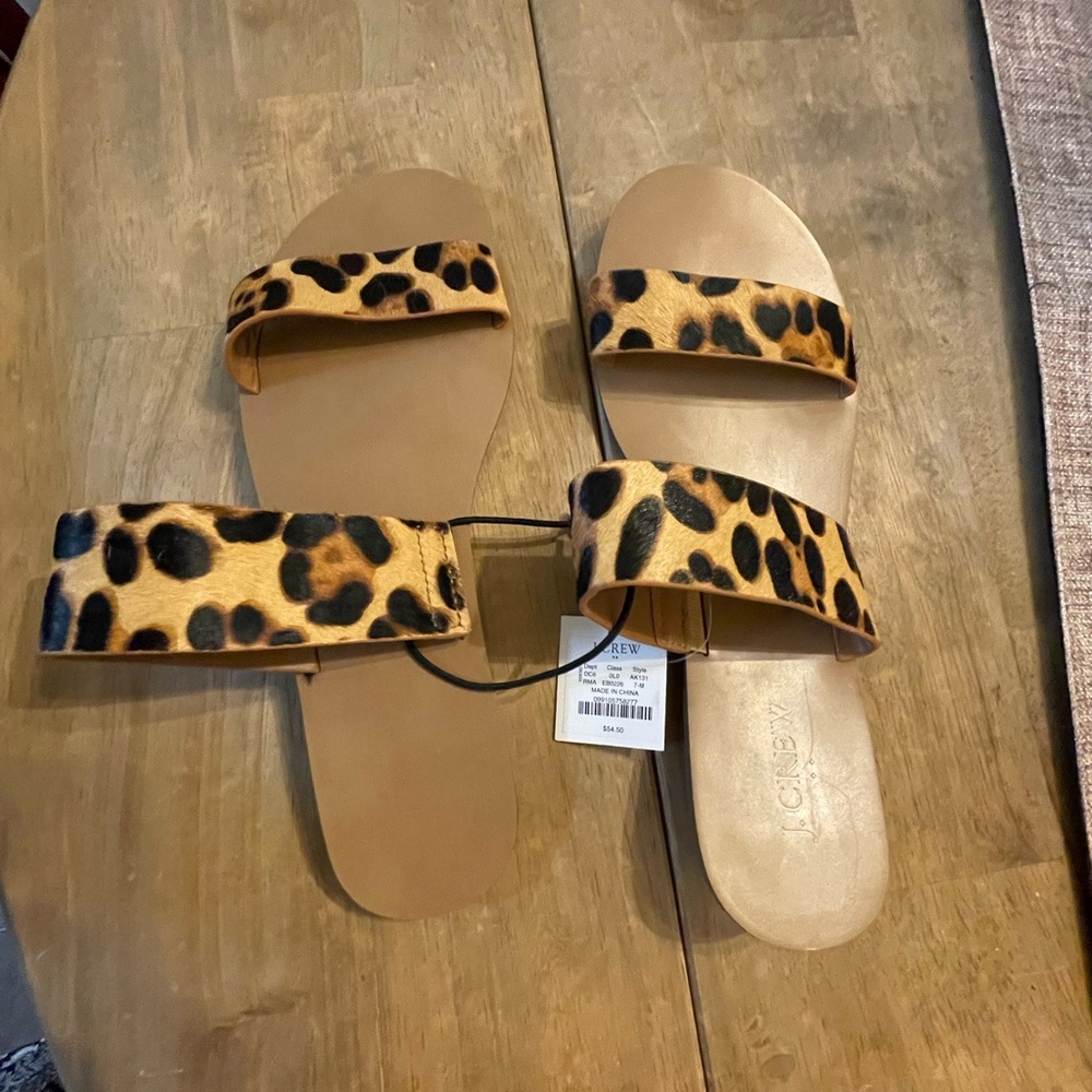 NWT JCrew Ladies Calf Hair Sandals Sz 7